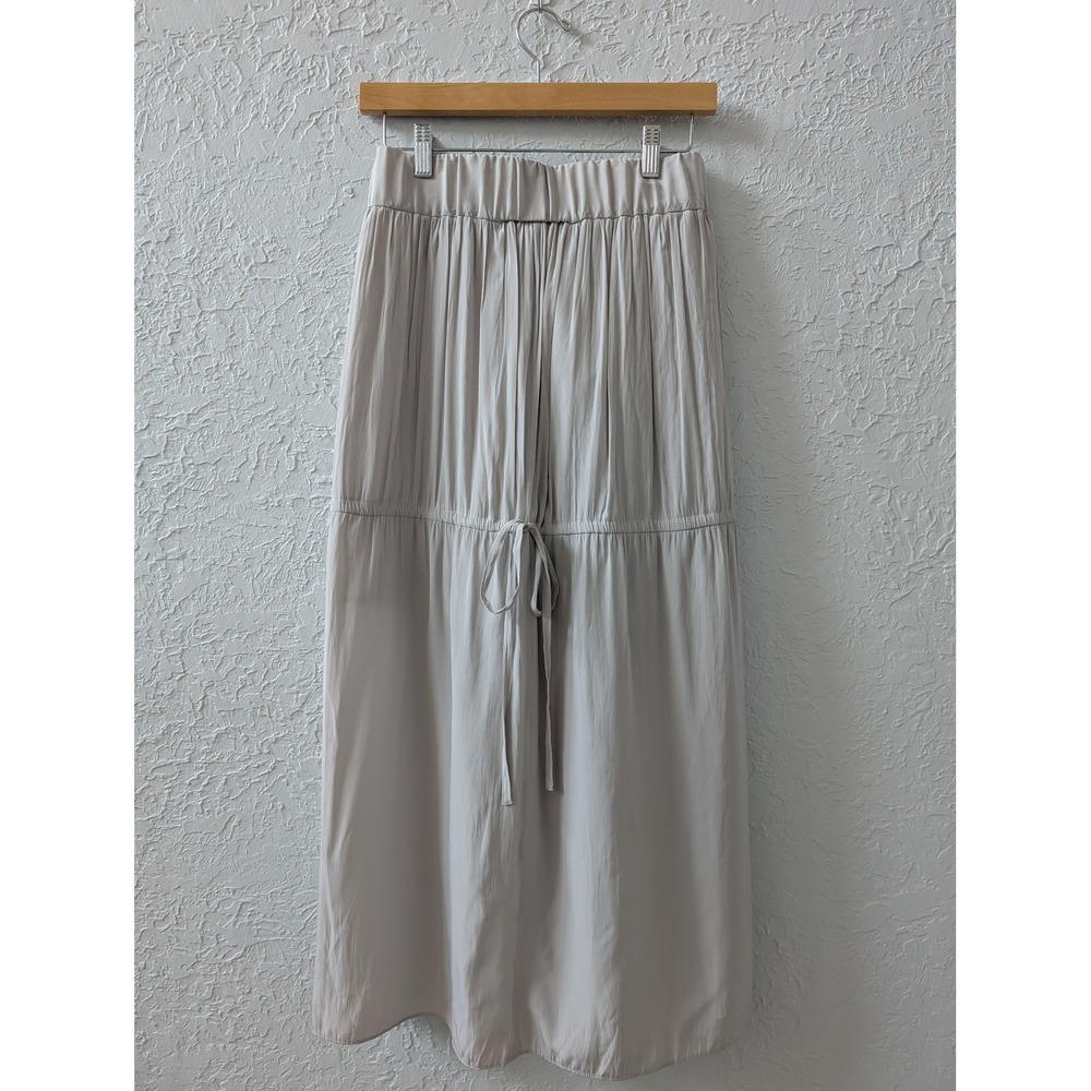 Studious Maxi Skirt Women Free Size Polyester Gray Made in Japan Lagenlook